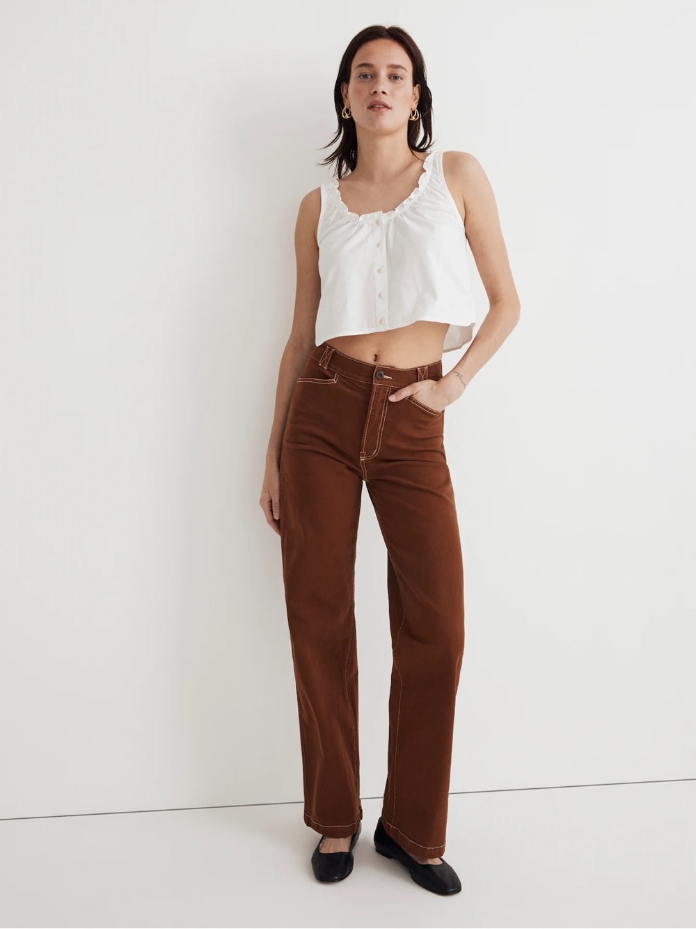 Madewell Chestnut Brown High-Rise Pants